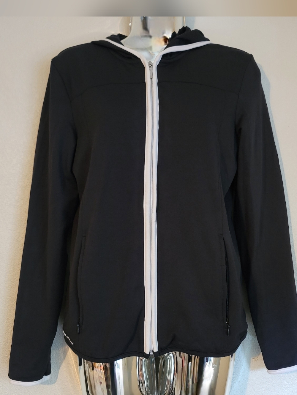 Ralph Lauren Black Hooded Utility Jacket with White Trim